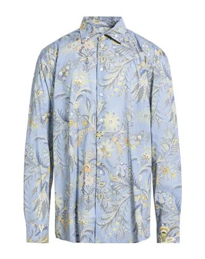 Etro Man Shirt Light Blue Size 18 Cotton