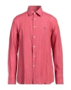 Etro Man Shirt Magenta Size 16 Ramie In Magenta