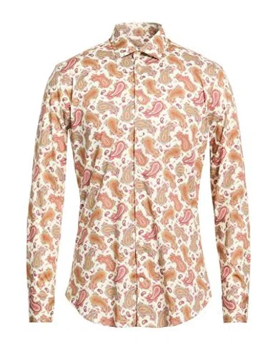 Etro Man Shirt Mandarin Size 17 Cotton, Elastane In Orange