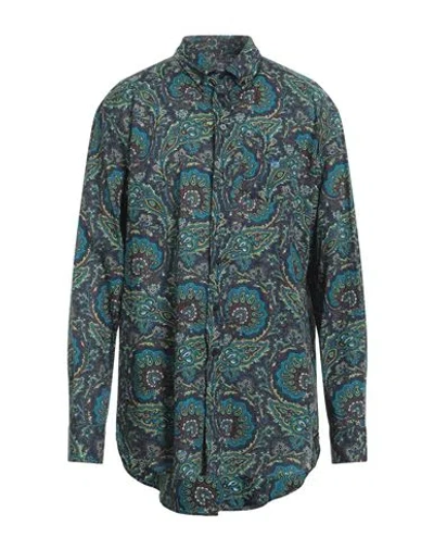 Etro Man Shirt Midnight Blue Size 15 ¾ Cotton