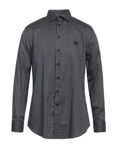 Etro Man Shirt Midnight Blue Size 16 Cotton