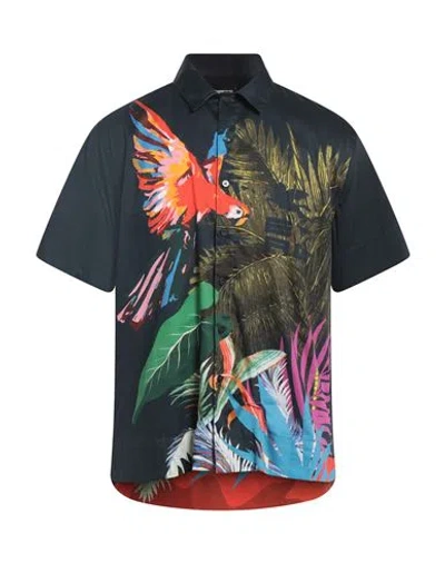 Etro Man Shirt Midnight Blue Size M Cotton