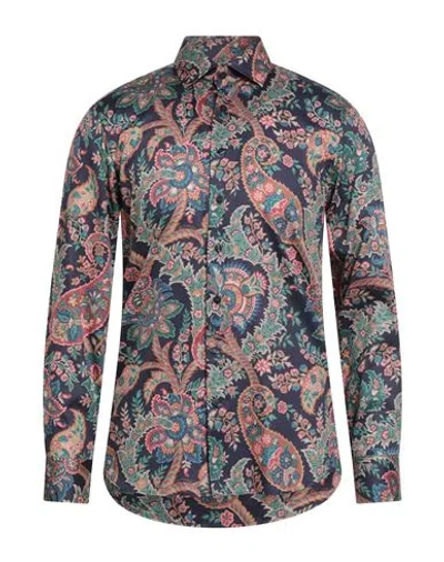 Etro Man Shirt Navy Size 15 ½ Cotton In Black