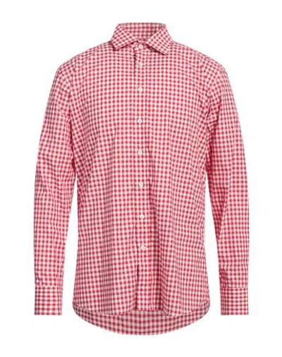 Etro Man Shirt Red Size 17 Cotton