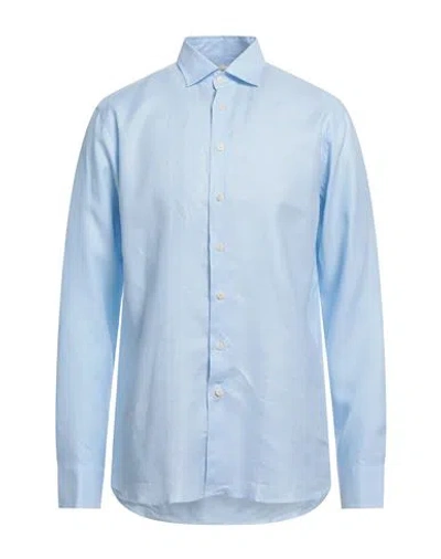 Etro Man Shirt Sky Blue Size 15 ½ Hemp