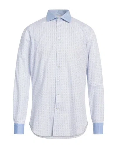 Etro Man Shirt Sky Blue Size 15 Cotton
