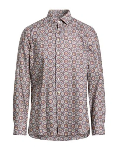 Etro Man Shirt Slate Blue Size 17 Cotton In Multi