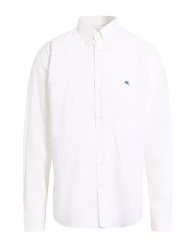 Etro Man Shirt White Size 17 Cotton, Silk