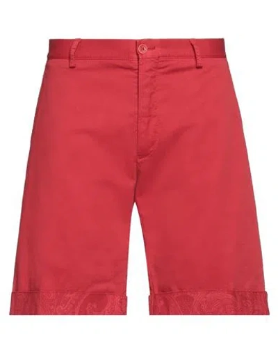 Etro Man Shorts & Bermuda Shorts Red Size 38 Cotton, Elastane