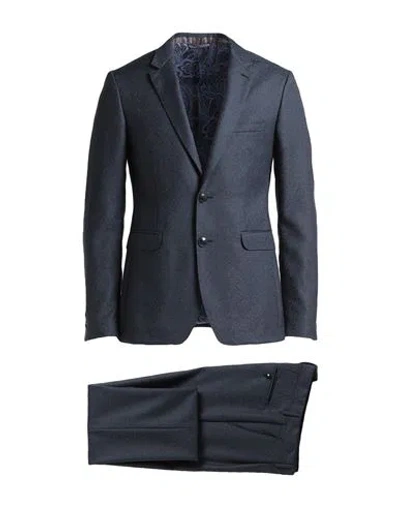 Etro Man Suit Navy Blue Size 40 Wool