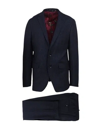 Etro Man Suit Navy Blue Size 44 Wool, Silk, Elastane