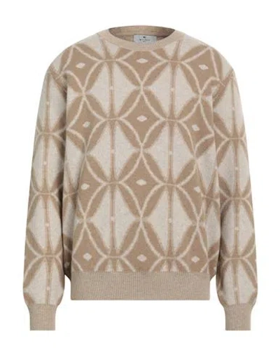 Etro Man Sweater Beige Size L Virgin Wool In Brown