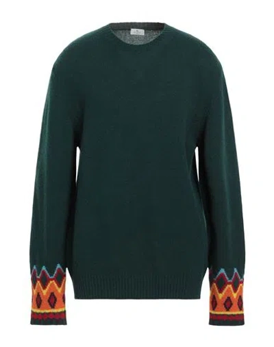 Etro Man Sweater Dark Green Size L Virgin Wool