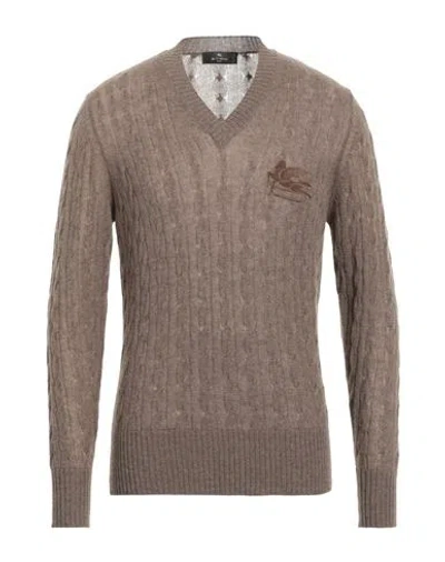 Etro Man Sweater Khaki Size L Cashmere In Brown