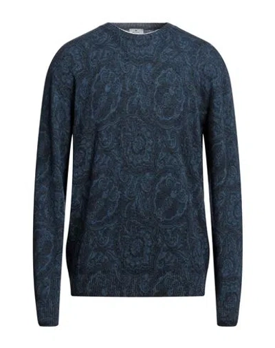 Etro Man Sweater Slate Blue Size L Wool