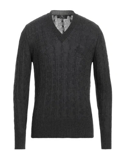 Etro Man Sweater Steel Grey Size L Cashmere In Gray