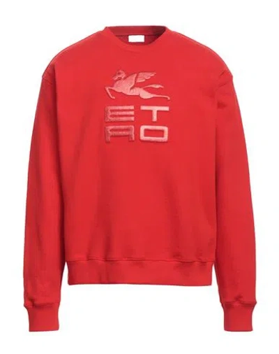 Etro Man Sweatshirt Red Size M Cotton, Elastane