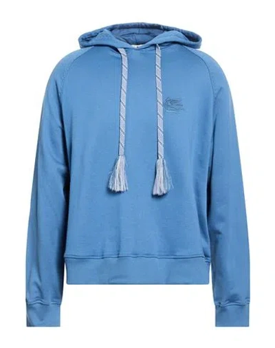 Etro Man Sweatshirt Slate Blue Size M Cotton