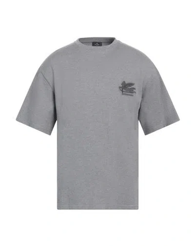 Etro Man T-shirt Grey Size M Cotton In Gray