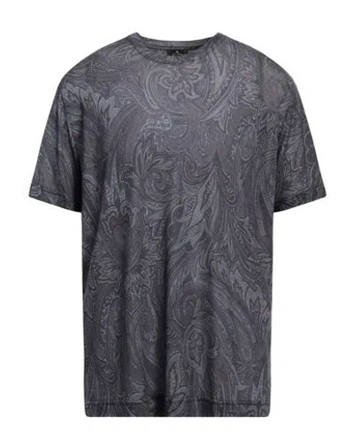 Etro Man T-shirt Navy Size M Lyocell