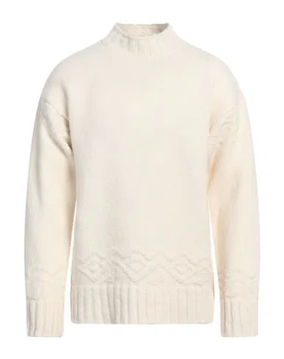 Etro Man Turtleneck Cream Size L Wool, Polyamide, Alpaca Wool In White