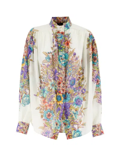 Etro Mandarin Collar Blouse With Floral Print