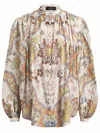 Etro Pleated Paisley Print Cotton Shirt In Multicolor
