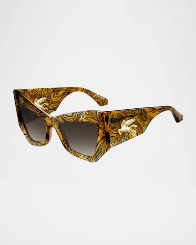 Etro Mania Acetate Butterfly Sunglasses In Havana