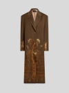 Etro Dark Brown Coat With Laminated Print In Dunkelbraun