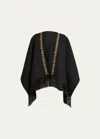 Etro Mantella Embroidered Wool Shawl In Black