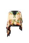 Etro Draped Border Cape Asymmetrical Hem In Multicolour