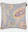 Etro Maranta Embroidered Cotton Cushion In Blue