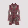 Etro High Neck Floral Print Mini Dress In Multi