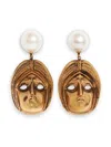 Etro Masks Pearl Earrings In Gold