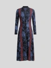 Etro , Maxi Cardigan With Floral Jacquard Motif, Woman, Navy Blue, Size 46 In Navy Blue