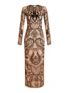 Etro Paisley-flocked Tulle Dress In Beige