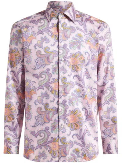 Etro Maxi Flower Paisley Shirt In Pink