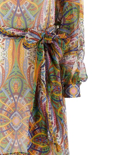 Etro Flounced Waist-emphasizing Maxi Dress In Multicolour