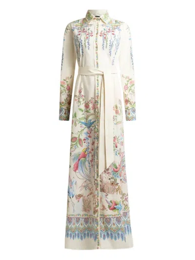 Etro Women Maxi Shirt Dress With Belt In Neutral