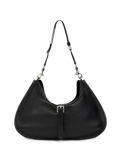 Etro Maxi Tumbled Leather Pony Bag In Black