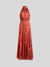Etro Floral-print Pleated Maxi Dress In Brown