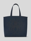 Etro , Maxi Tote Bag With Octopus Embroidery, Man, Navy Blue In Navyblau