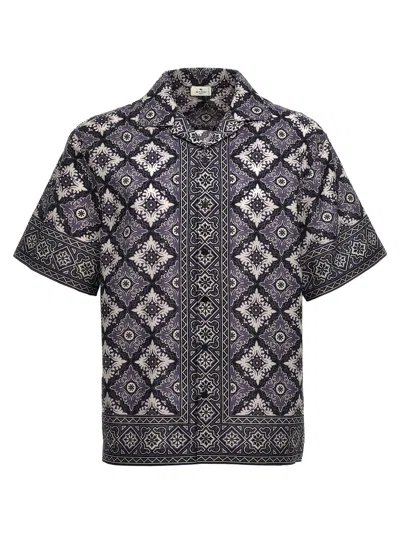 Etro Floral Bowling Shirt In Blue