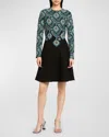 Etro Medallion Knit Jersey Long-sleeve Swing Dress In Gray