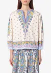Etro Printed Cotton Blouse With Balloon Sleeves Women In Multicolor