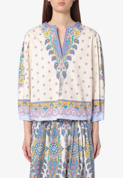 ETRO PATTERNED V-NECK BLOUSE