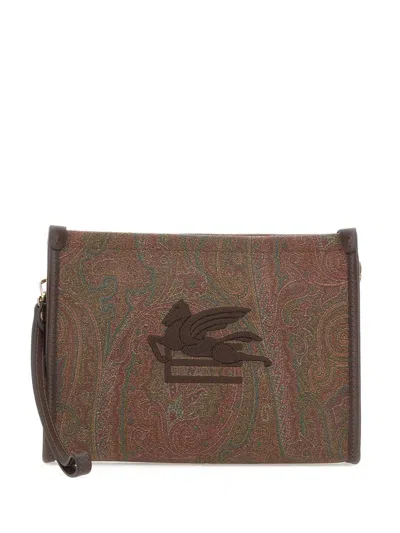 Etro Medium Arnica Paisley-print Embroidered Clutch Bag In Red
