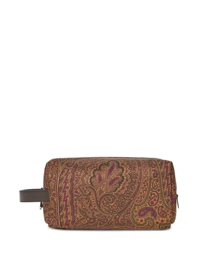 Etro Medium Arnica Paisley-print Wash Bag In White