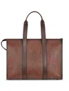 Etro Paisley Pattern Top Handle Bauletto Bag In Brown