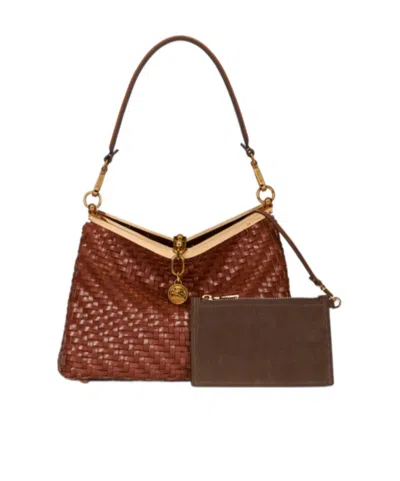 Etro Medium Braided Vela Bag In Brown